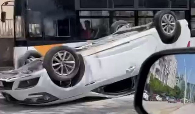 Adana’da otomobil refüjdeki ağaca çarparak takla attı