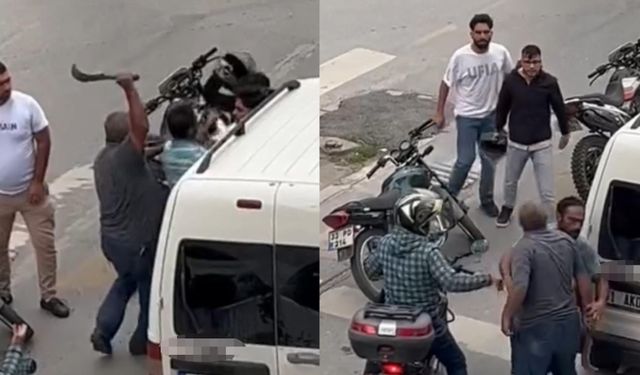 Mersin’de trafikte bıçaklı kavga girişimi kamerada