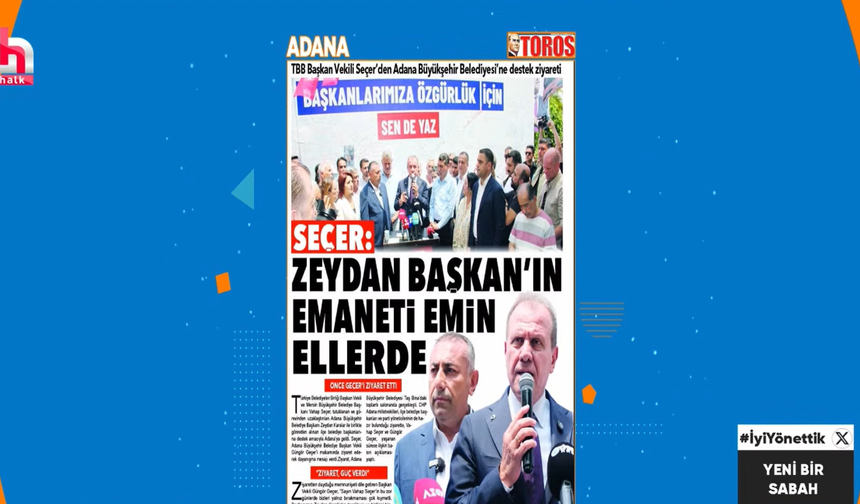 Toros Gazetesi’nin manşeti yine ulusal basında yerini buldu!