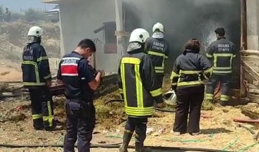 Kozan'da yangın paniği! Evin alt katındaki samanlar yandı