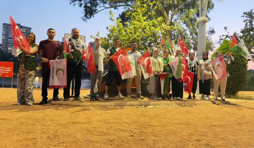 Adana Yeşilay’dan anlamlı yürüyüş: Temiz hava günü adımları Filistin için atıldı