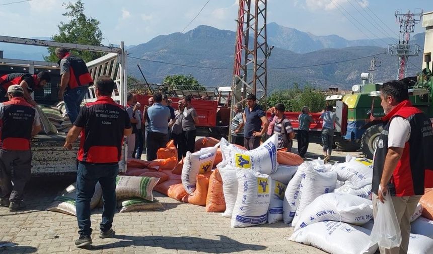 Yangından etkilenen üreticilere 24 ton yem desteği