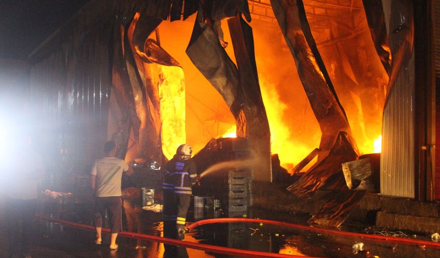 Adana hal kompleksinde büyük yangın: 22 İş yeri kullanılamaz hale geldi