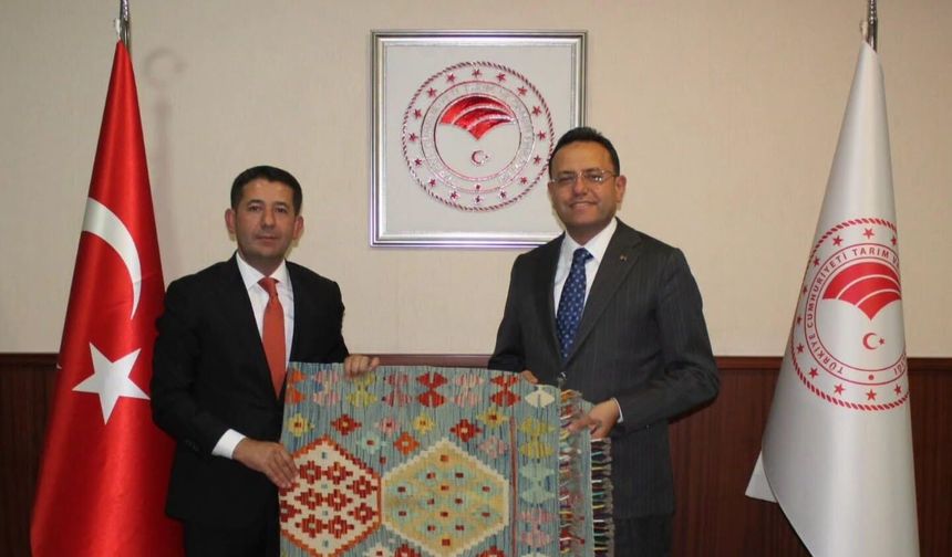 Başkan Cömert Özen’den Bakan Yardımcısı Gizligider’e Bahçecik kilimi