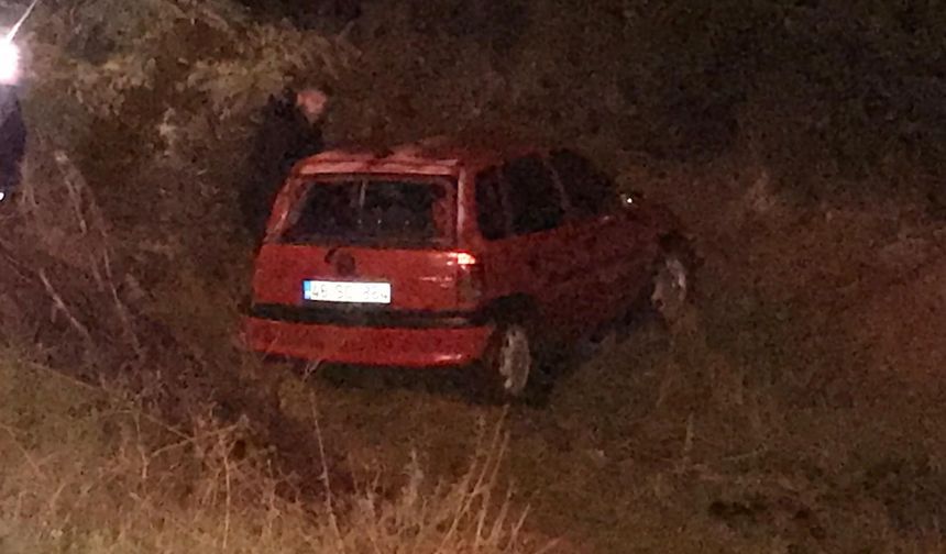 Konya-Adana yolunda tırın temas ettiği otomobil şarampole düştü